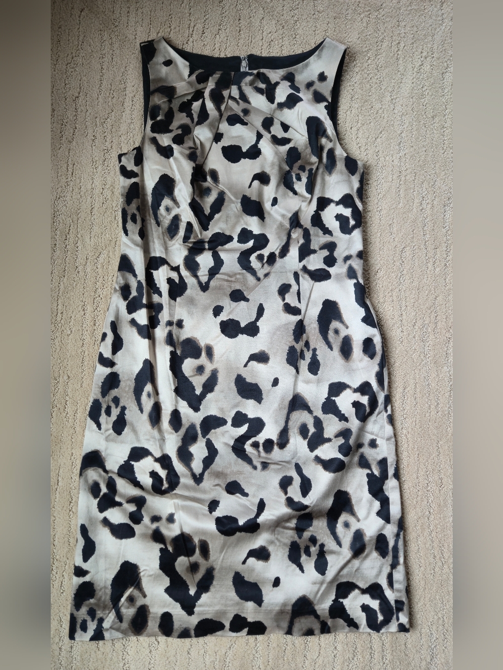 Anne Taylor 6 silk Blend animal print Sleeveless Sheath Dress Trending Neutral